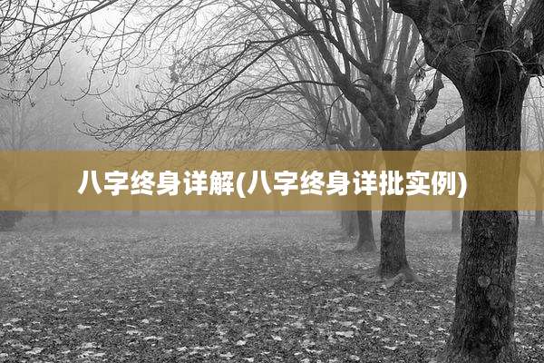 八字终身详解(八字终身详批实例)