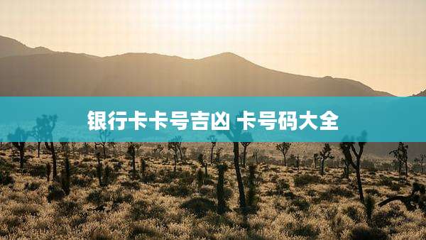 银行卡卡号吉凶 卡号码大全
