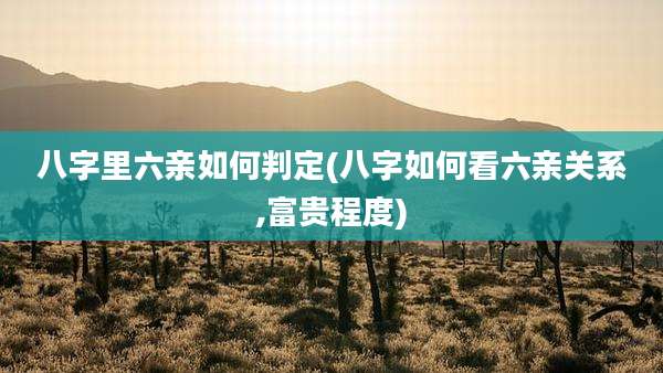 八字里六亲如何判定(八字如何看六亲关系,富贵程度)