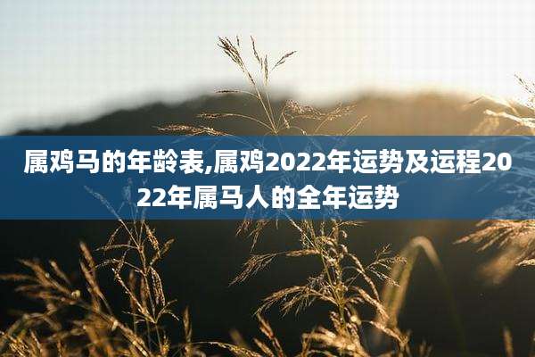 属鸡马的年龄表,属鸡2022年运势及运程2022年属马人的全年运势