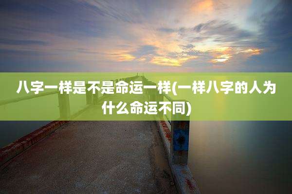 八字一样是不是命运一样(一样八字的人为什么命运不同)