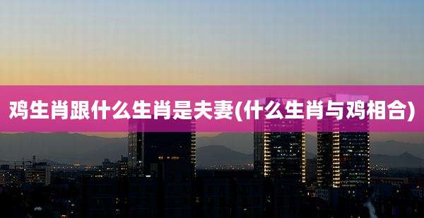 鸡生肖跟什么生肖是夫妻(什么生肖与鸡相合)