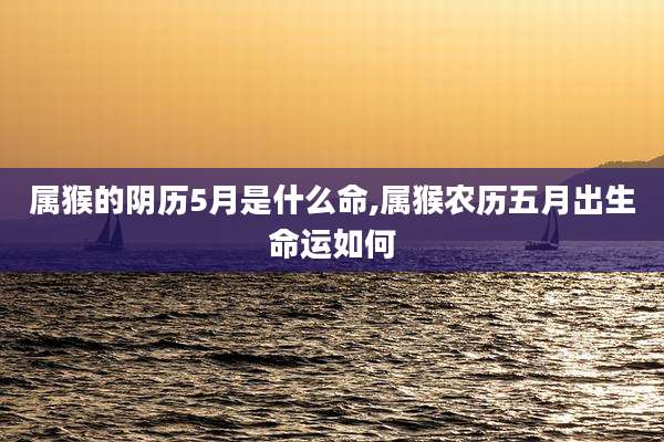 属猴的阴历5月是什么命,属猴农历五月出生命运如何