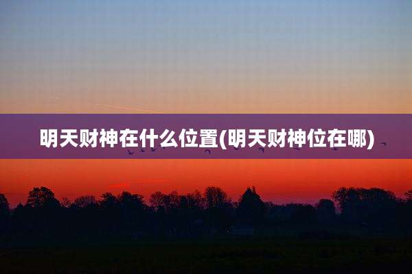 明天财神在什么位置(明天财神位在哪)