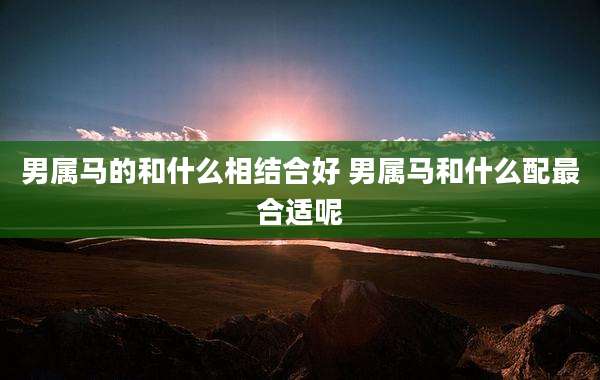 男属马的和什么相结合好 男属马和什么配最合适呢