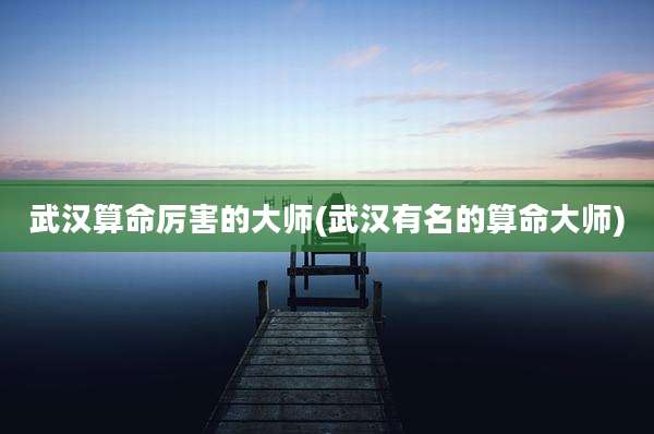 武汉算命厉害的大师(武汉有名的算命大师)