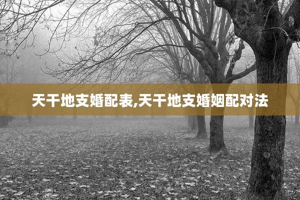 天干地支婚配表,天干地支婚姻配对法