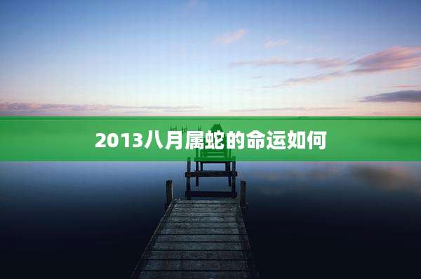2013八月属蛇的命运如何