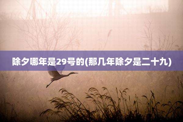 除夕哪年是29号的(那几年除夕是二十九)