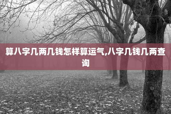 算八字几两几钱怎样算运气,八字几钱几两查询