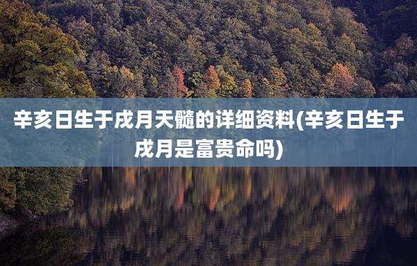 辛亥日生于戌月天髓的详细资料(辛亥日生于戌月是富贵命吗)