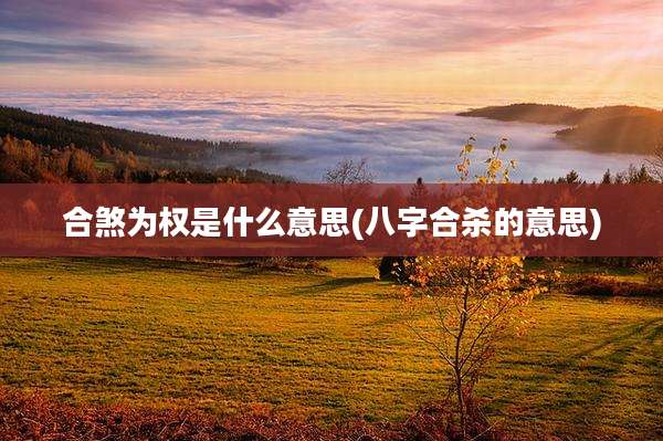 合煞为权是什么意思(八字合杀的意思)