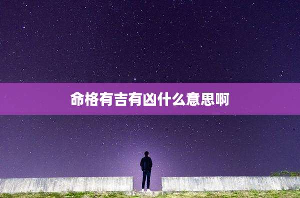 命格有吉有凶什么意思啊