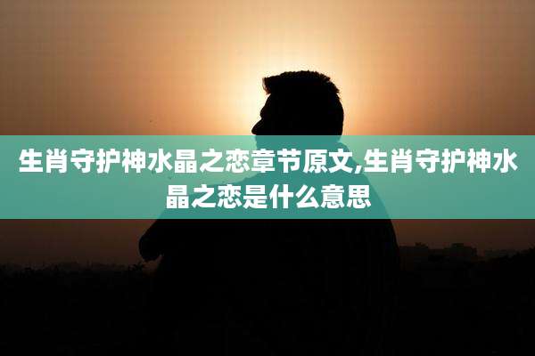 生肖守护神水晶之恋章节原文,生肖守护神水晶之恋是什么意思