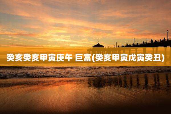 癸亥癸亥甲寅庚午 巨富(癸亥甲寅戊寅癸丑)