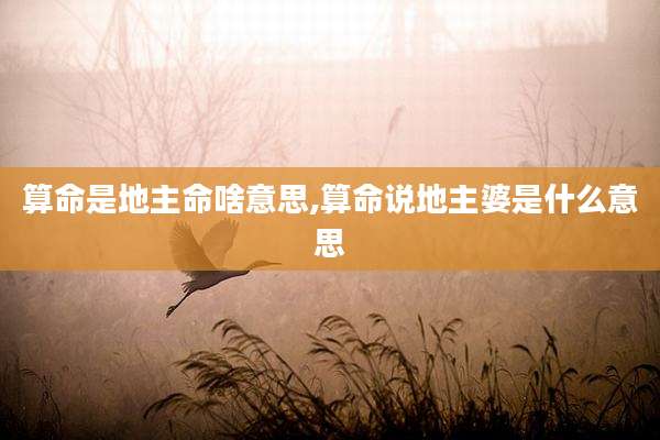 算命是地主命啥意思,算命说地主婆是什么意思