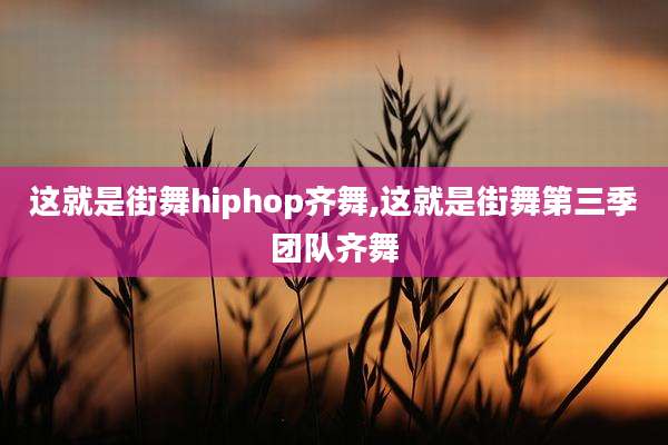 这就是街舞hiphop齐舞,这就是街舞第三季团队齐舞