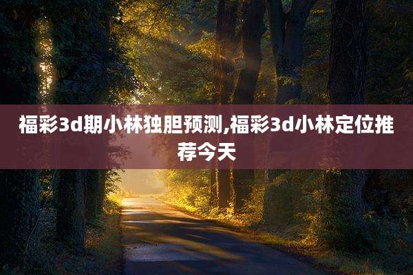 福彩3d期小林独胆预测,福彩3d小林定位推荐今天