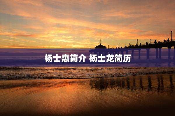 杨士惠简介 杨士龙简历