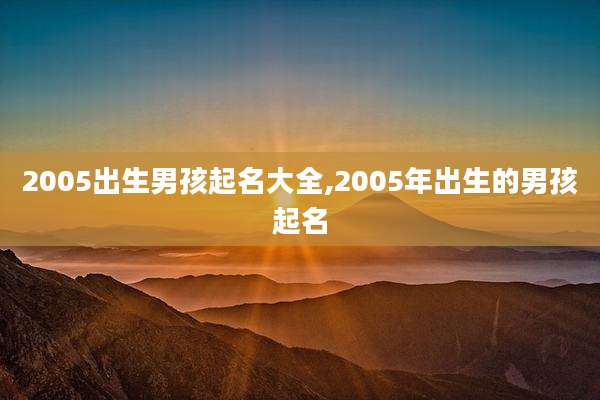 2005出生男孩起名大全,2005年出生的男孩起名