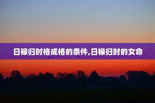 日禄归时格成格的条件,日禄归时的女命