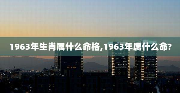 1963年生肖属什么命格,1963年属什么命?