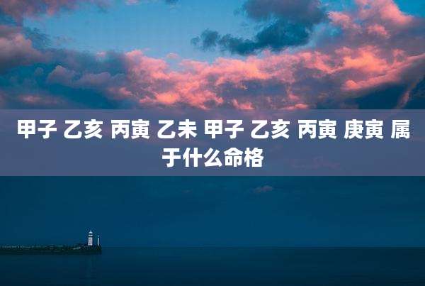 甲子 乙亥 丙寅 乙未 甲子 乙亥 丙寅 庚寅 属于什么命格