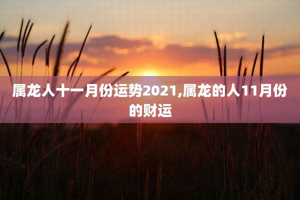 属龙人十一月份运势2021,属龙的人11月份的财运