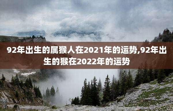 92年出生的属猴人在2021年的运势,92年出生的猴在2022年的运势