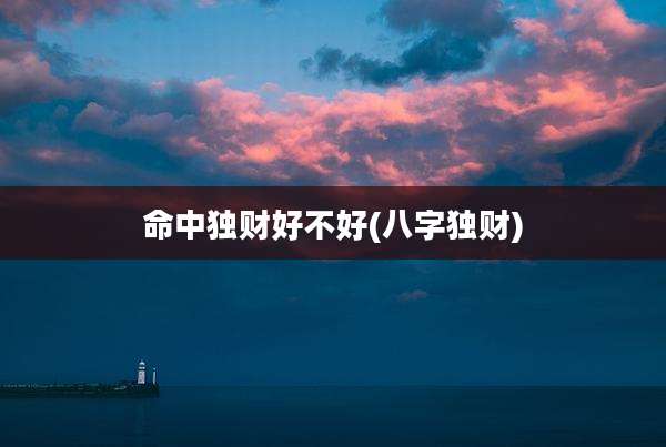 命中独财好不好(八字独财)