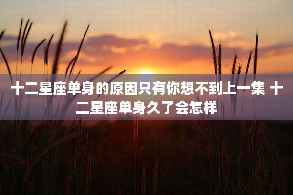 十二星座单身的原因只有你想不到上一集 十二星座单身久了会怎样
