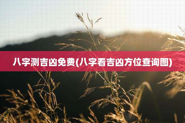 八字测吉凶免费(八字看吉凶方位查询图)