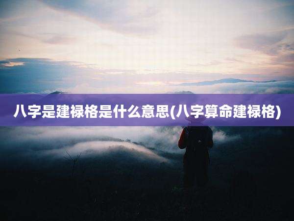 八字是建禄格是什么意思(八字算命建禄格)