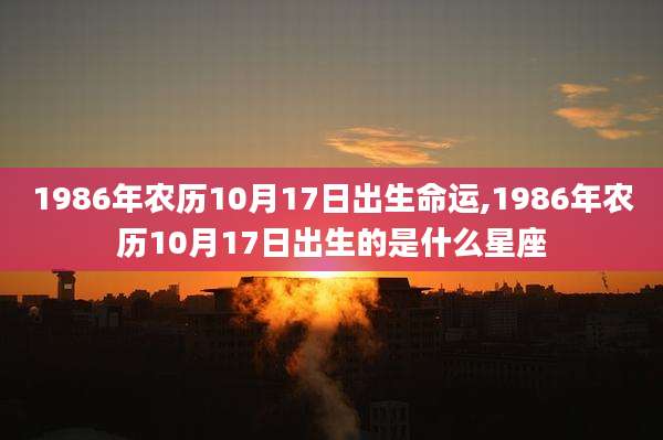 1986年农历10月17日出生命运,1986年农历10月17日出生的是什么星座