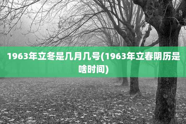 1963年立冬是几月几号(1963年立春阴历是啥时间)