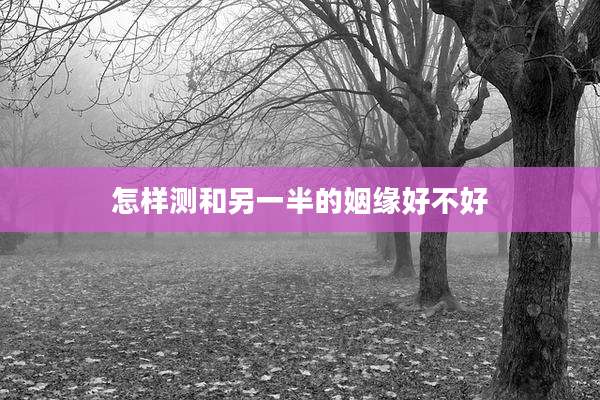 怎样测和另一半的姻缘好不好