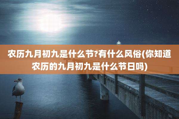 农历九月初九是什么节?有什么风俗(你知道农历的九月初九是什么节日吗)