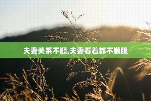 夫妻关系不顺,夫妻看着都不顺眼