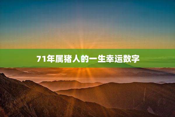 71年属猪人的一生幸运数字