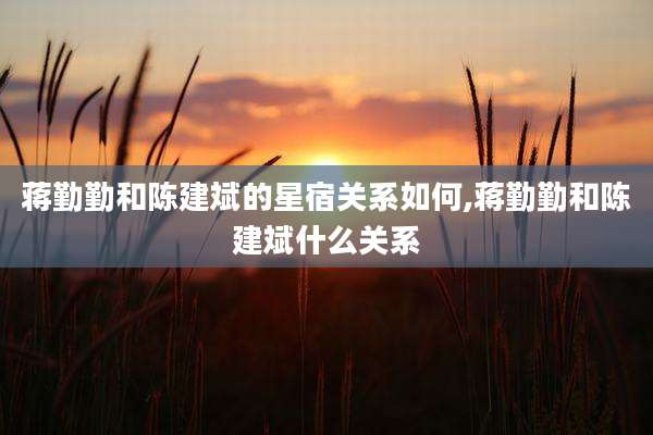 蒋勤勤和陈建斌的星宿关系如何,蒋勤勤和陈建斌什么关系