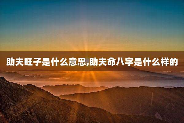 助夫旺子是什么意思,助夫命八字是什么样的