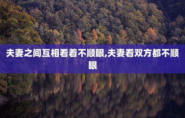 夫妻之间互相看着不顺眼,夫妻看双方都不顺眼