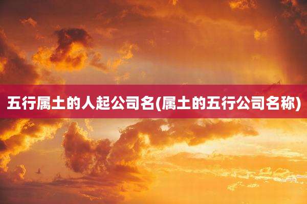 五行属土的人起公司名(属土的五行公司名称)