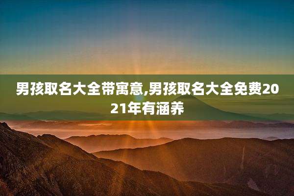男孩取名大全带寓意,男孩取名大全免费2021年有涵养