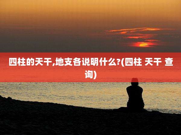 四柱的天干,地支各说明什么?(四柱 天干 查询)