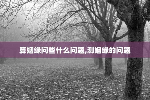 算姻缘问些什么问题,测姻缘的问题