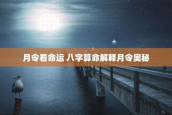 月令看命运 八字算命解释月令奥秘
