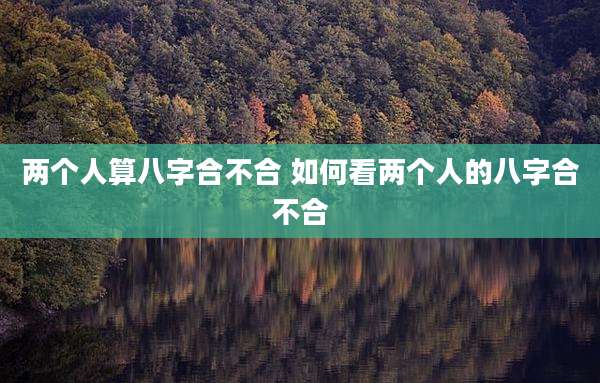 两个人算八字合不合 如何看两个人的八字合不合