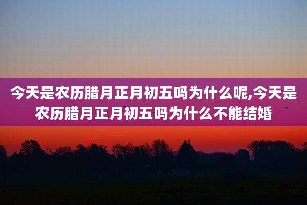 今天是农历腊月正月初五吗为什么呢,今天是农历腊月正月初五吗为什么不能结婚