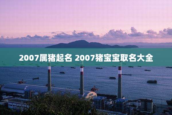 2007属猪起名 2007猪宝宝取名大全